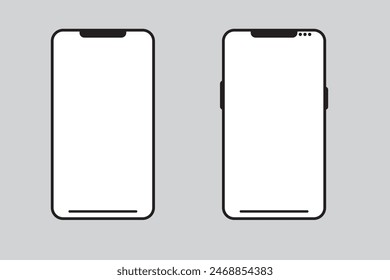 smartphone with blank white screen isolated on white background