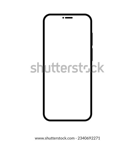 smartphone with blank white screen isolated on white background