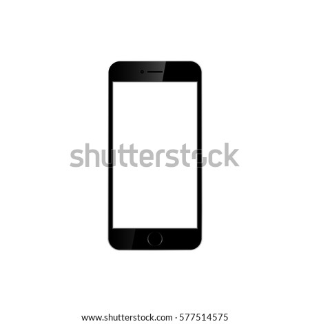 Smartphone with blank white screen. Isolated on white background. Realistic vector illustration. Copy space.