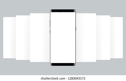Smartphone With Blank Wireframe App Screens. Mockup To Create And Showcase Your Mobile Ui Kit. Vector Illustration