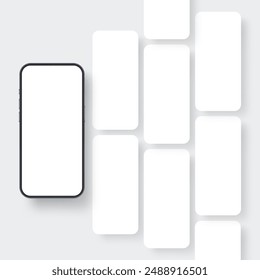 Smartphone With Blank Wireframe Screens. Modern Mobile App Design Concept. Vector Illustration