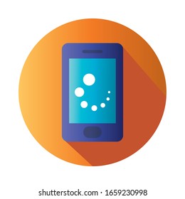 Smartphone block gradient style icon design, Cellphone mobile digital phone technology communication and social media theme Vector illustration