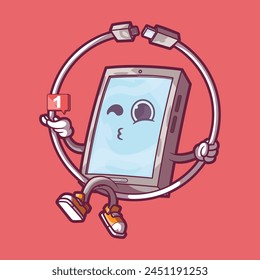 Smartphone Soplando una Ilustración vectorial de mensaje. Tecnología, mascota, concepto de diseño de marca