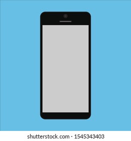 Smartphone with blue background. Flat style vector illustration.