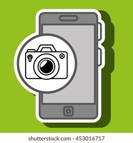 smartphone blue camera isolated icon design, vector illustration  graphic 