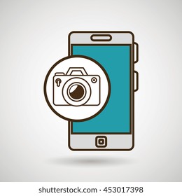 smartphone blue camera isolated icon design, vector illustration  graphic 