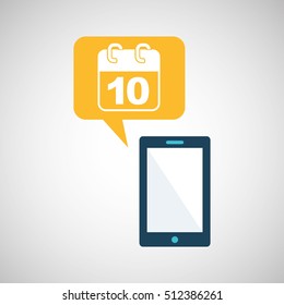 smartphone blue cartoon calendar bubble speech vector illustration eps 10