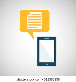 smartphone blue cartoon document bubble speech vector illustration eps 10