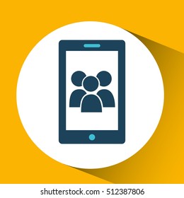 smartphone blue cartoon group bubble speech vector illustration eps 10