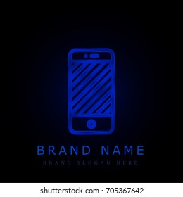 Smartphone blue chromium metallic logo