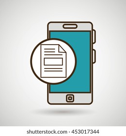 smartphone blue document isolated icon design, vector illustration  graphic 