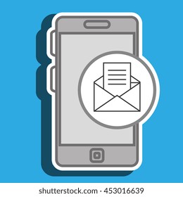 smartphone blue envelope isolated icon design, vector illustration  graphic 