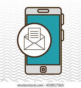 smartphone blue envelope isolated icon design, vector illustration  graphic 