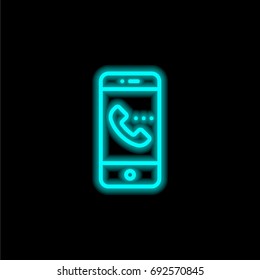 Smartphone blue glowing neon ui ux icon. Glowing sign logo vector