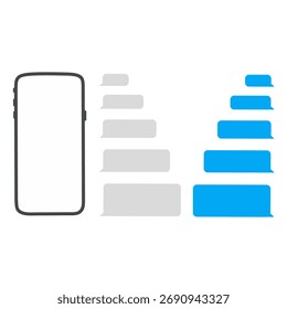smartphone with blue and gray chat bubbles