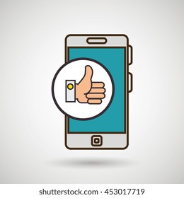 smartphone blue hand isolated icon design, vector illustration  graphic 