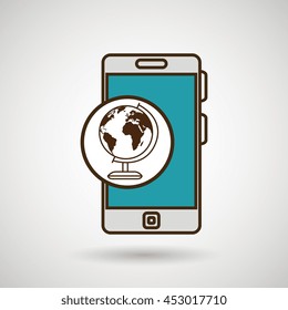 smartphone blue map isolated icon design, vector illustration  graphic 