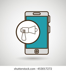 smartphone blue megaphone isolated icon design, vector illustration  graphic 