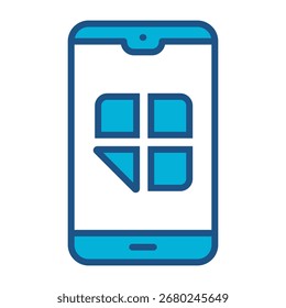 Smartphone In Blue Monochrome Flat Design, Vector Illustration