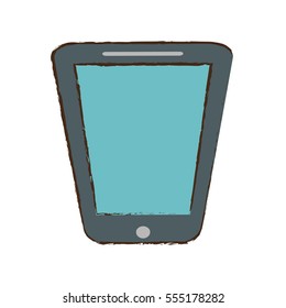 smartphone blue screen technology gadget sketch vector illustration eps 10