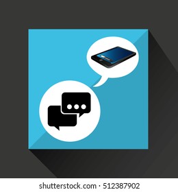 smartphone blue screen unlock bubble speech vector illustration eps 10