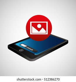 smartphone blue screen unlock image vector illustration eps 10