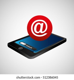 smartphone blue screen unlock mail at vector illustration eps 10