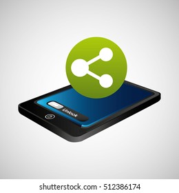 smartphone blue screen unlock sharing vector illustration eps 10