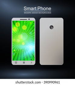 Smartphone with bokeh design backgrounds.  Vector Illustration