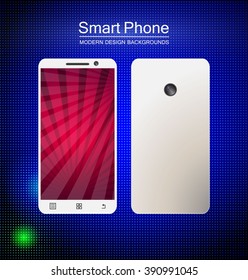 Smartphone with bokeh design backgrounds.  Vector Illustration