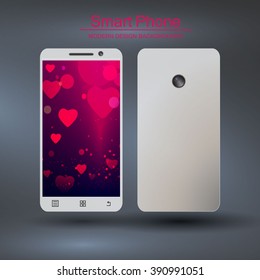 Smartphone with bokeh design backgrounds.  Vector Illustration