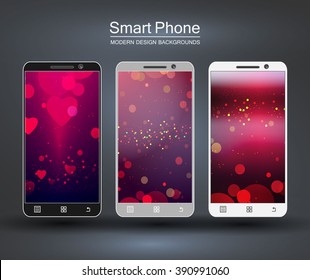 Teléfono inteligente con antecedentes de diseño. Ilustración vectorial
