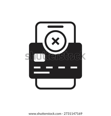 Smartphone with bold card and error glyph symbol