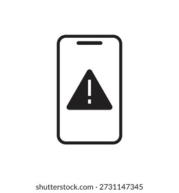 Smartphone con el icono del glifo del triángulo de la exclamación audaz