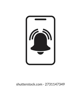 Smartphone with bold ringing sound glyph symbol