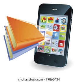 Smartphone book conceptual illustration