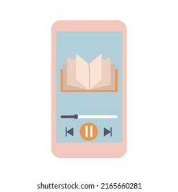 A smartphone and book icon. Audiobook concept.