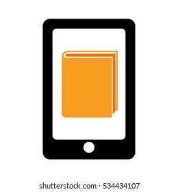 smartphone with book icon on screen over white backgrround. electronic book concept. vector illustration
