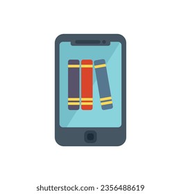Smartphone book library icon flat vector. Student course. Distance study isolated