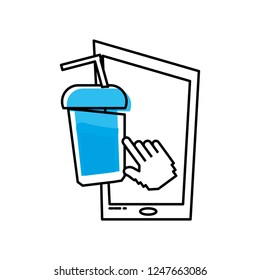 smartphone with bottle beverage