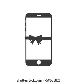 Smartphone with a bow, vector illustration design. Christmas collection.