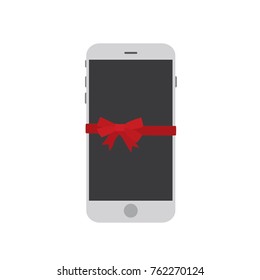 Smartphone with a bow, vector illustration design. Christmas collection.