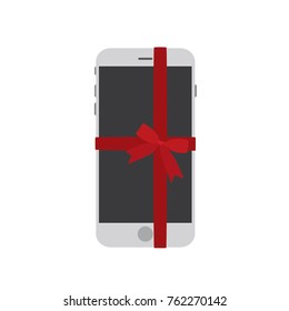 Smartphone with a bow, vector illustration design. Christmas collection.