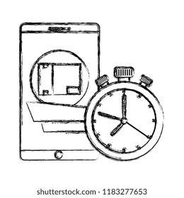 smartphone with box and chronometer delivery app