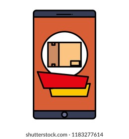 smartphone with box delivery app