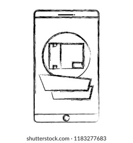 smartphone with box delivery app