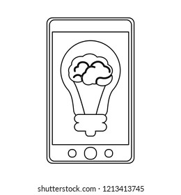 Smartphone with brain in black and white