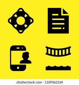 smartphone, bridge, file and lifeguard vector icon set. Sample icons set for web and graphic design