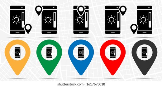 smartphone, brightness, phone icon in location set. Simple glyph, flat illustration element of smartphone theme icons