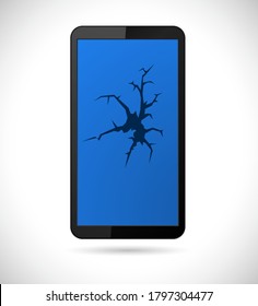 smartphone with broken screen concept icon